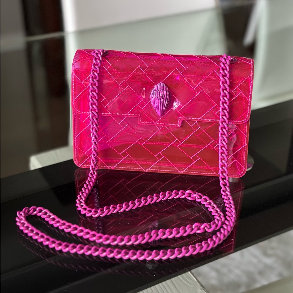 Kurt Geiger Hot Pink Clear Small Kensington Bag